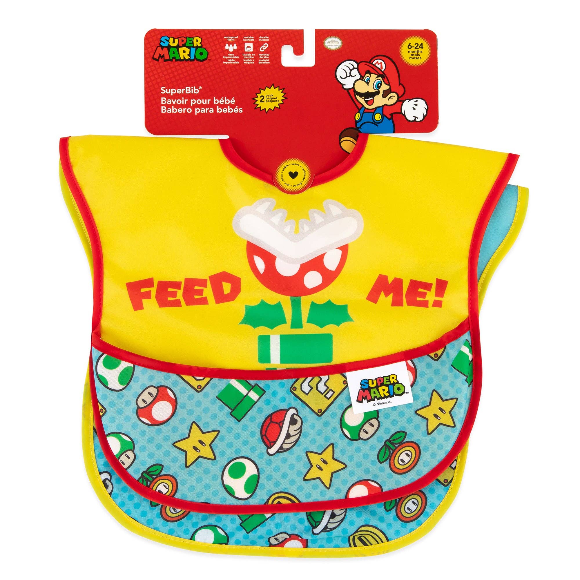 Bumkins - Wholesale Bib - Baby - SuperBib® 2 Pack: Super Mario™ Expressions8