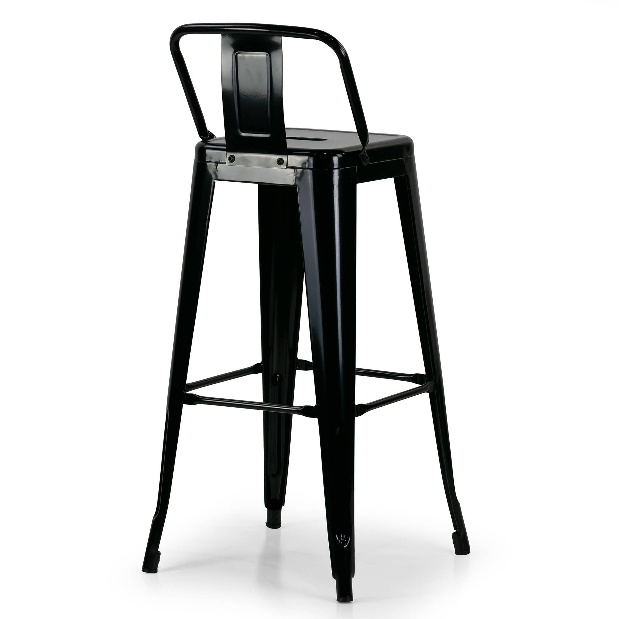 Glamour Home - Wholesale Stool - Set of 2 Barto Black Metal Bar Stool with Open Backrest4