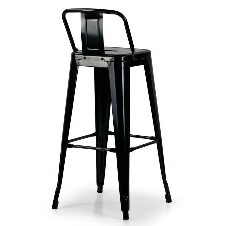 Glamour Home - Wholesale Stool - Set of 2 Barto Black Metal Bar Stool with Open Backrest4
