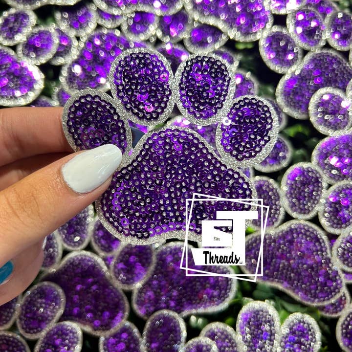 6j Threads LLC - Wholesale Patch - Sequin Paw Prints ...Cap Patches Only