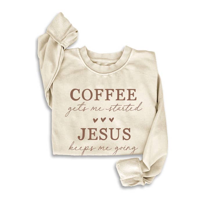 HRTandLUV - Wholesale Graphic Sweatshirt - Women's - COFFEE JESUS MINERAL SWEATSHIRTS