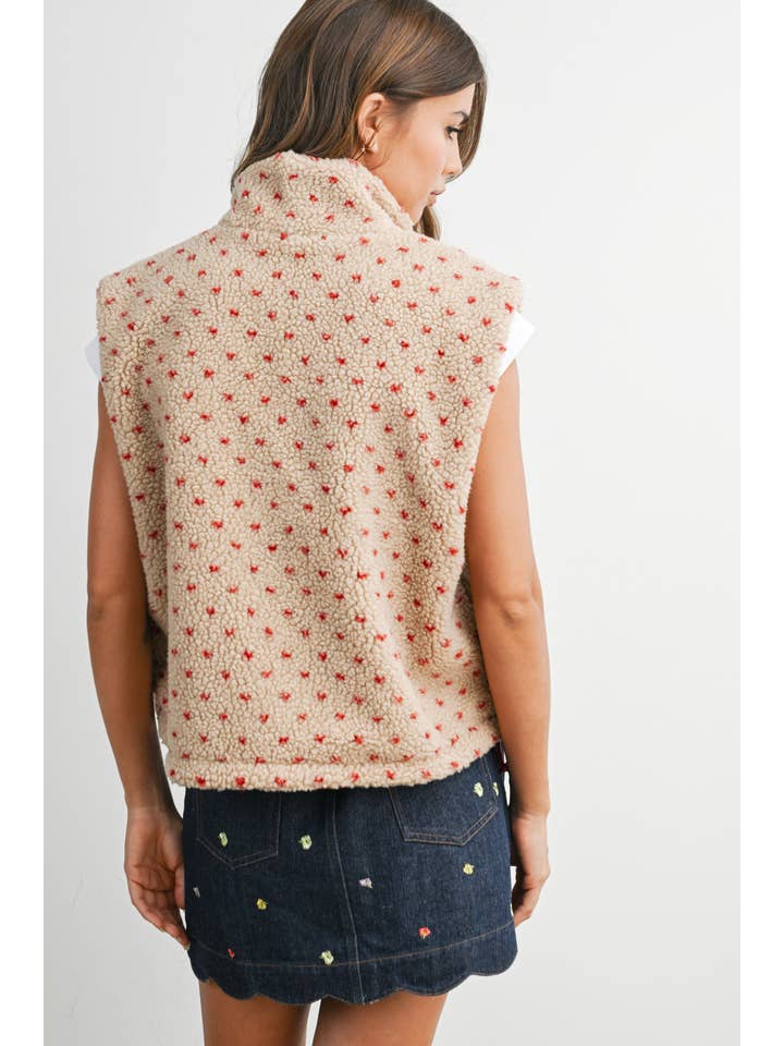 BUTTERMELON - Wholesale Jacket - Women's - Floral Fleece Sleeveless Vest - BMJ784941