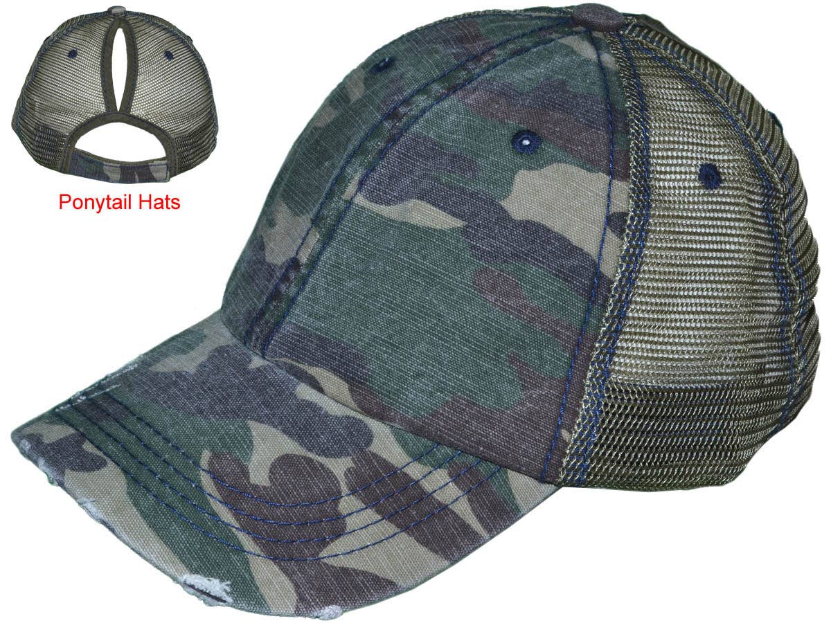 Buck Wholesale – wholesale Ponytail cap – Women’s – Ponytail Trucker Hats - Women Low Profile Vintage5