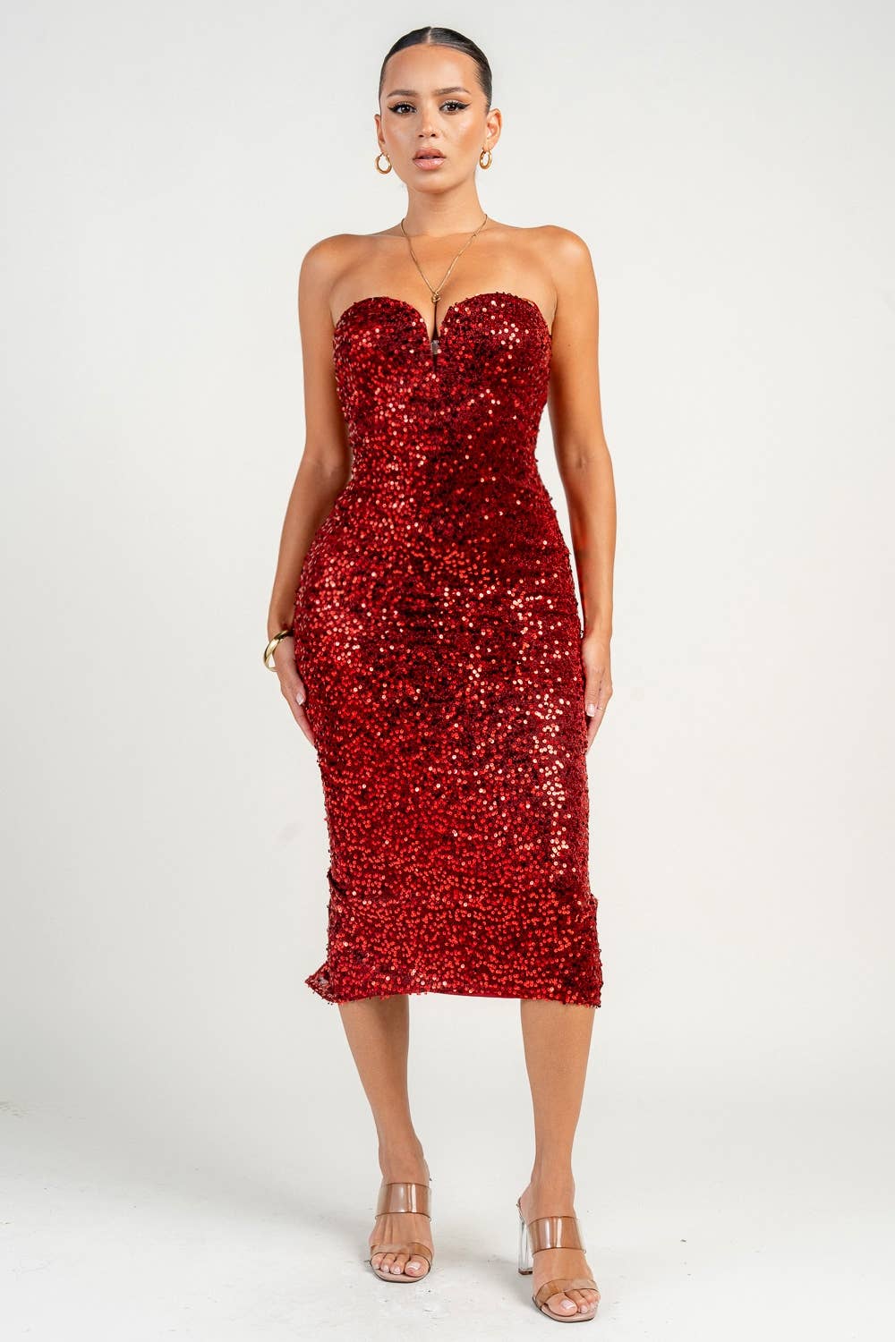 PRIVY – wholesale Dress – Women's – PD79327S / WIRE INSET TUBE MIDI DRESS5