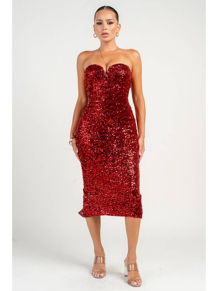 PRIVY - Wholesale Dress - Women's - PD79327S / WIRE INSET TUBE MIDI DRESS5