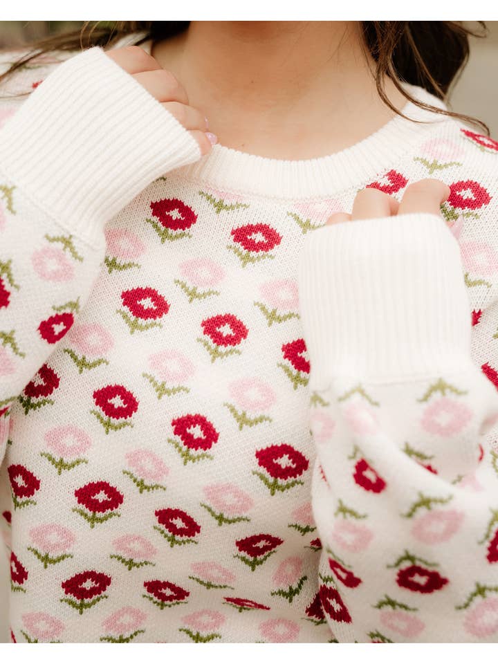 Indie & Co. | Women's Apparel - Wholesale Knit Sweater - Women's - Savannah Floral Sweater | Crew Neck Sweater | Knit Sweater6