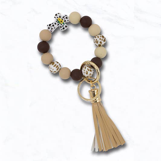 Suzie Q USA - Vendita all'ingrosso Portachiavi - Unisex - Braccialetto Portachiavi con Croce di Perline e Stampa Animalier3