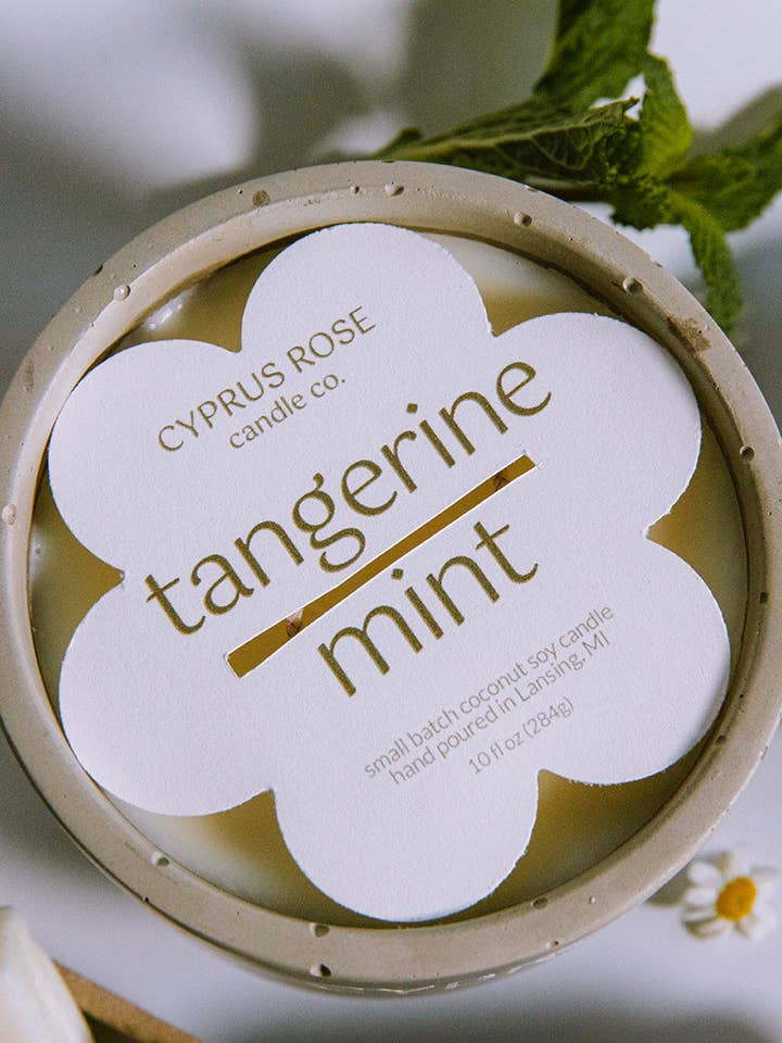 Tangerine Mint Coconut-Soy Candle - 10oz Concrete Jar for wholesale by Cyprus Rose Candle Co.
