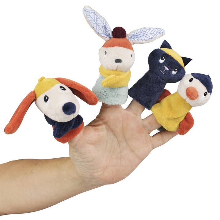 Ebulobo - Wholesale Vingerpop - Kinderen en baby - Set van 4 Gabin Lapin vingerpoppen1