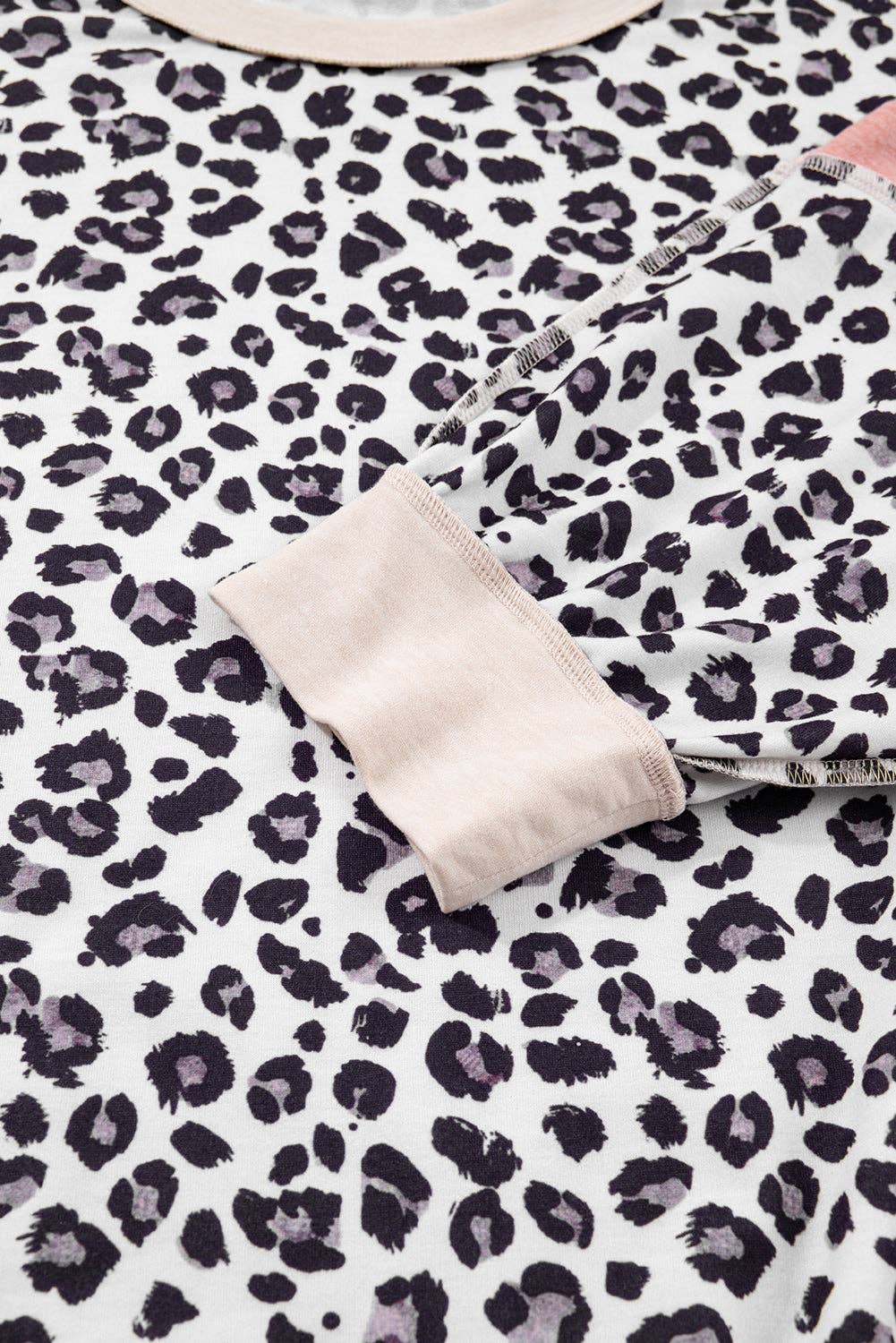 Gray Plus Size Leopard Colorblock Patchwork Reverse Stitch Top for wholesale on Faire3