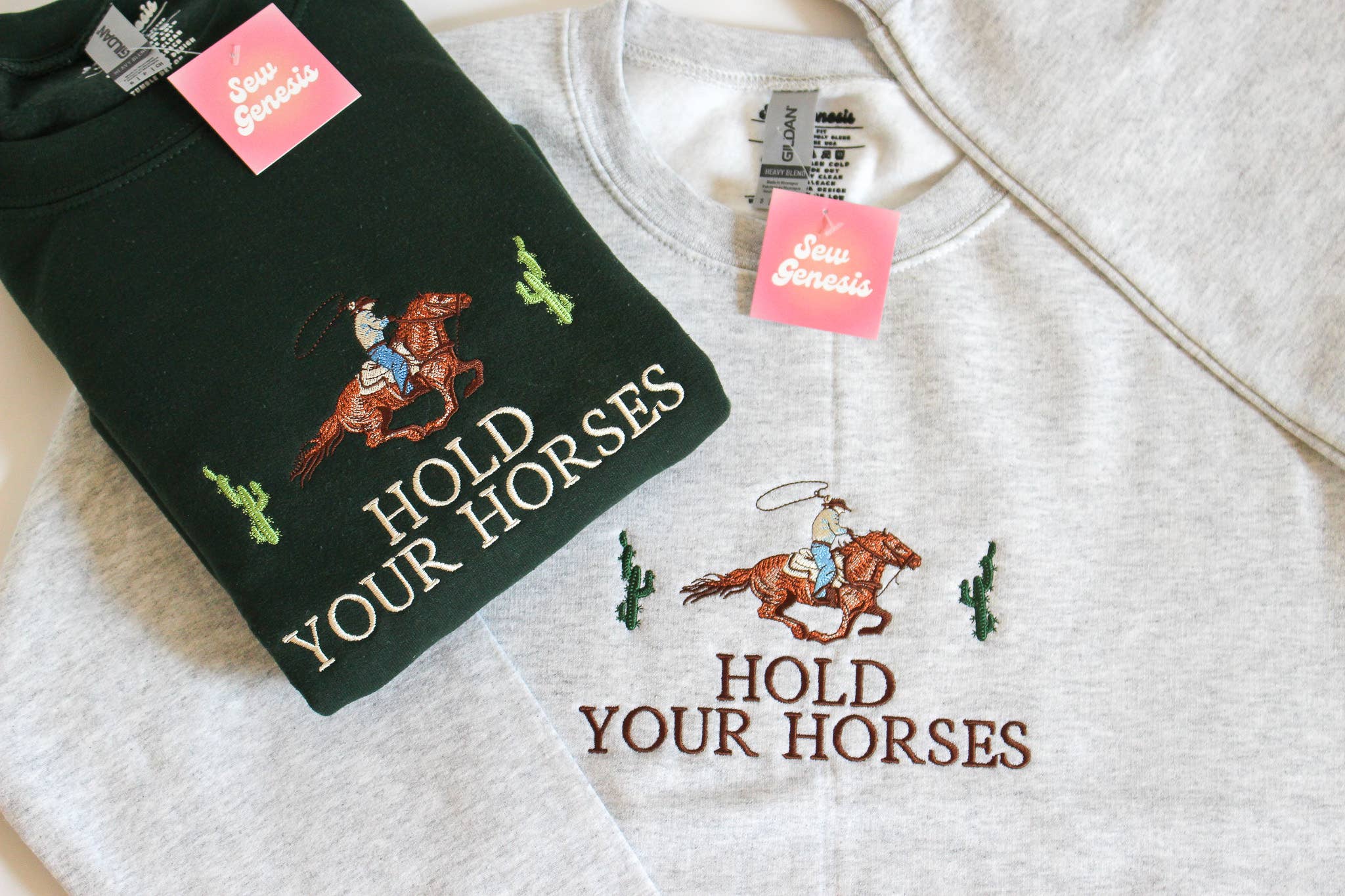 SewGenesis - Wholesale Sweatshirt - Women's - Hold Your Horses Embroidered Crewneck