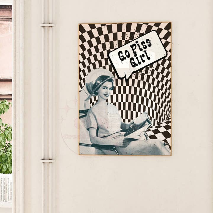 CLM Creative Studio - Wholesale Art Print - Go Piss Girl Vintage Hair Salon Girl Wall Art Prints