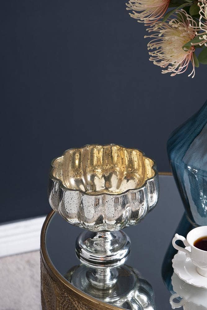 A&B Home Group Inc. - Wholesale Decorative Plate/Dish/Bowl - D7x6" Antique Decorative Glass Bowl with Pedestal - Silver