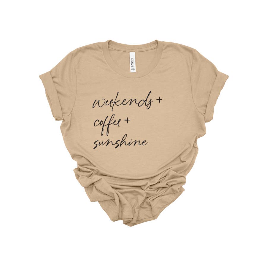 Heather Tan Weekends Coffee Sunshine Tee for wholesale on Faire