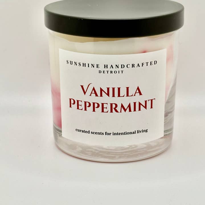 Vanilla Peppermint - Coconut Soy Candle (7.5 oz) for wholesale by Sunshine Handcrafted