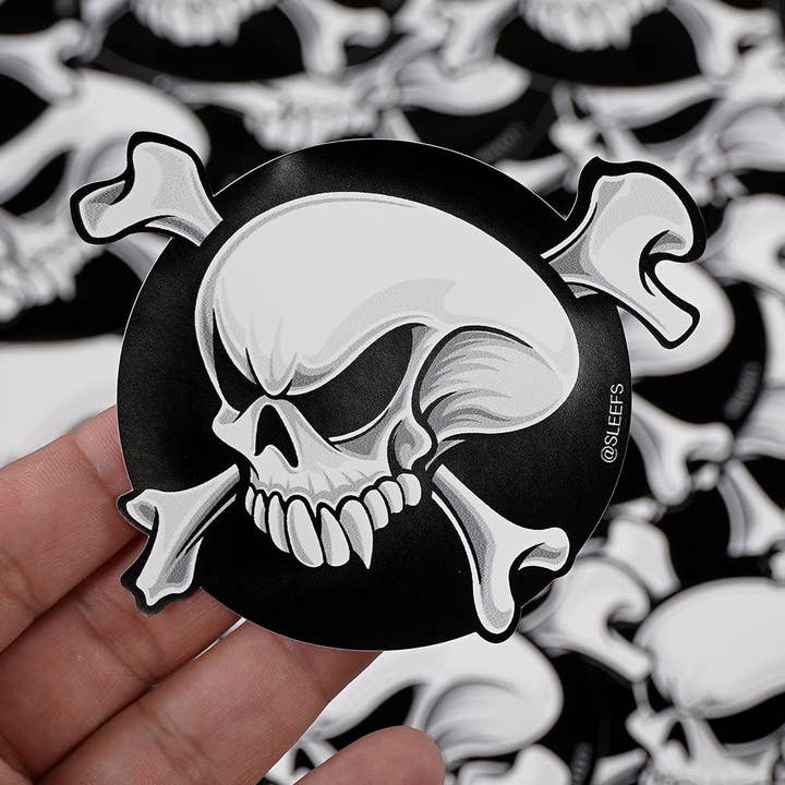 Sticker met schedel en been voor wholesale door Sleefs