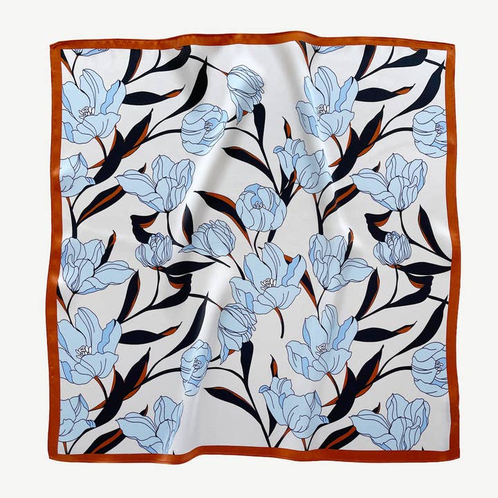 Tulip Silk Bandana Scarf – 53cm Floral Square in Premium Silk Satin for wholesale by LuluLane