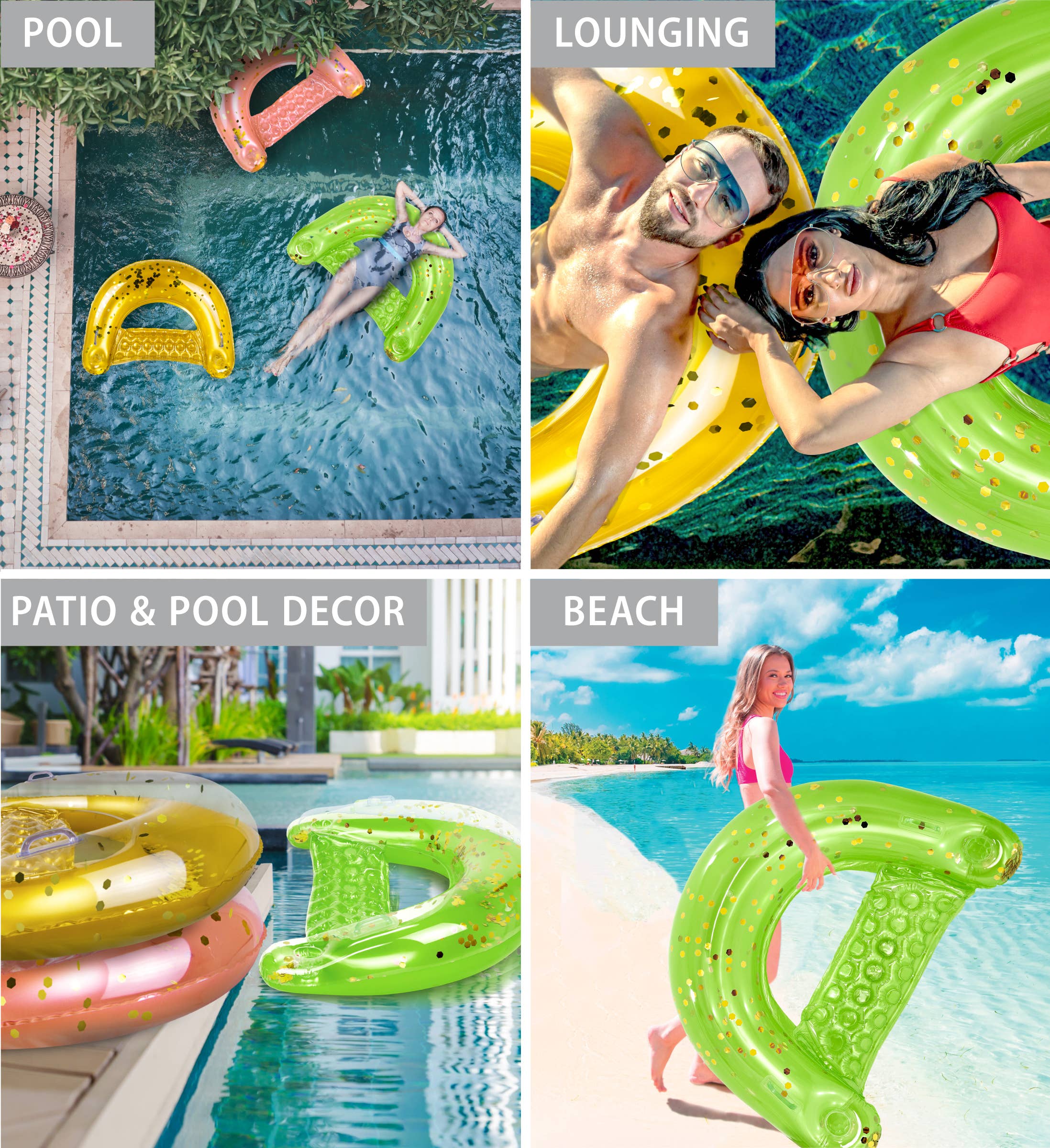 Cota Global – Großhandel Aufblasbares – POZA - GRÜNER GOLD POOLSTUHL2