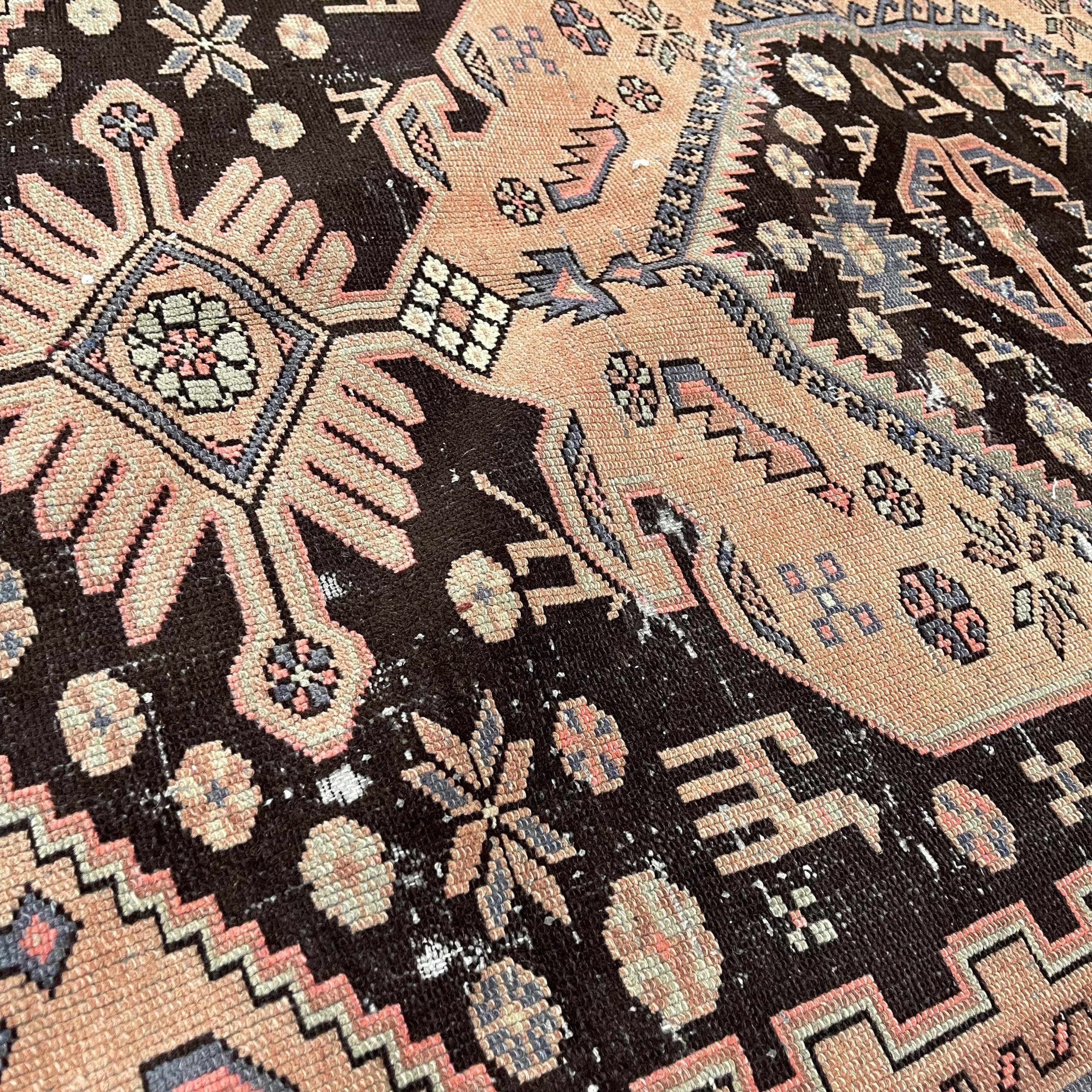 The Loom Wholesale - Wholesale Area Rug - Turkish Rug, Brown Aztec, Vintage Wool, 6.5x3.7 ft, SCR-19546