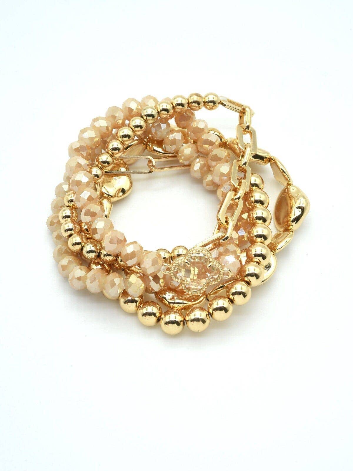 MiMi Wholesale - Wholesale Jewelry Set - Beaded Clover Accent Jewelry Set Bracelet16