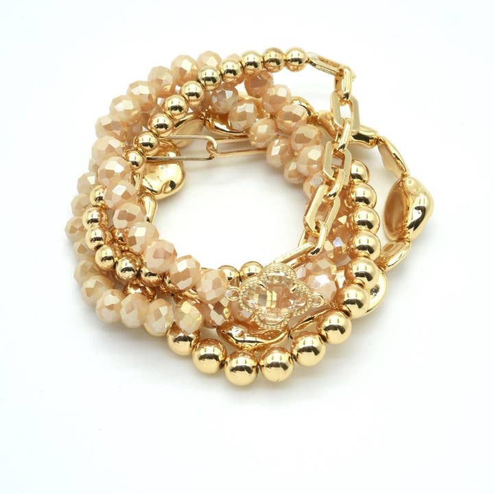 MiMi Wholesale - Wholesale Jewelry Set - Beaded Clover Accent Jewelry Set Bracelet16