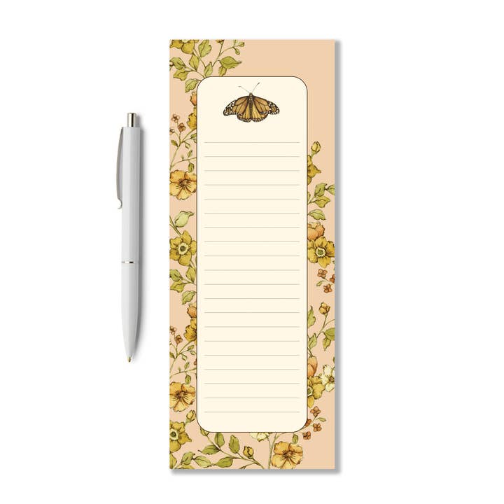 Butterfly and Flowers Watercolor Market List Notepad for wholesale by Corrissa Flesher Art & Designs