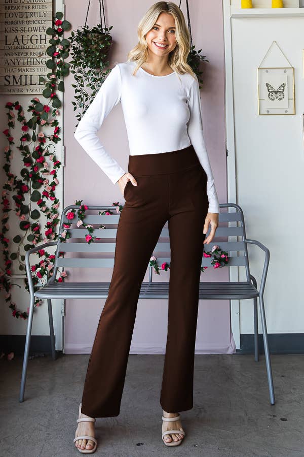 Pink Irene Wholesale - Wholesale Pants - Women's - PLUS FLARE PANTS WITH SIDE WAIST BAND AND POCKET13