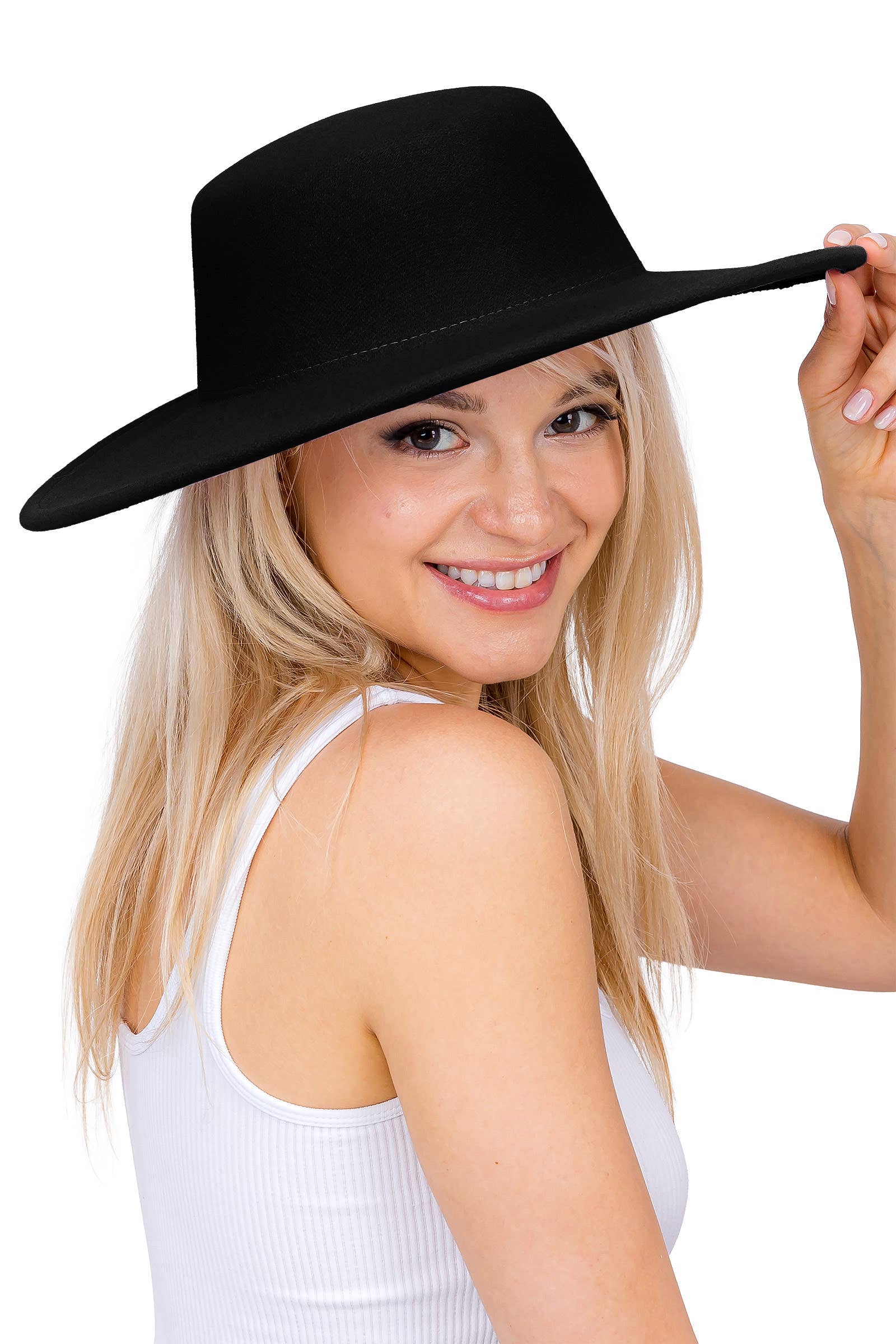 Cap Zone - Wholesale Schippershoed - Uniseks - Cap Zone brede vilten platte hoed met rancher stijl1