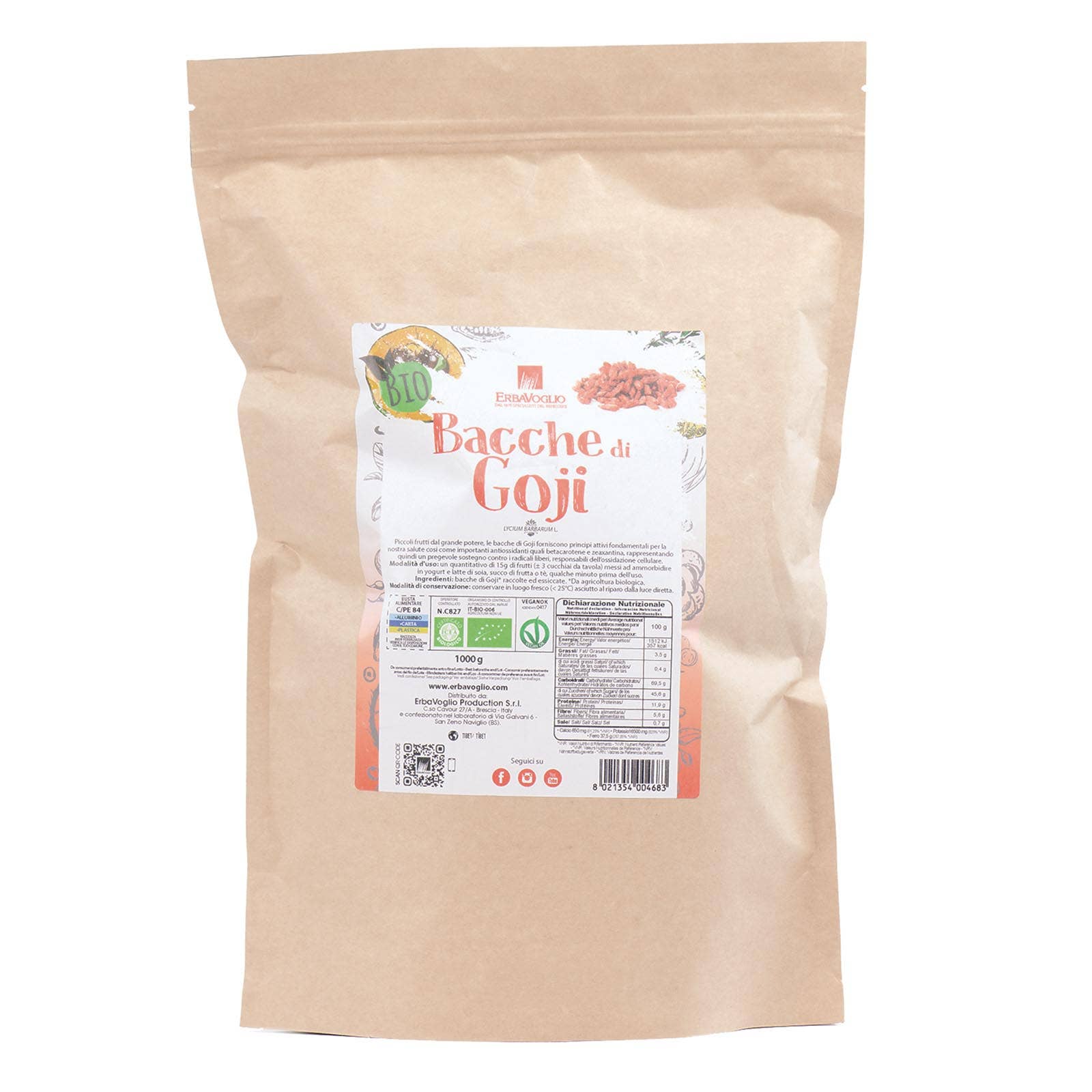 Erbavoglio - Wholesale Health/Detox Tea - Organic Goji Berries 1 kg0