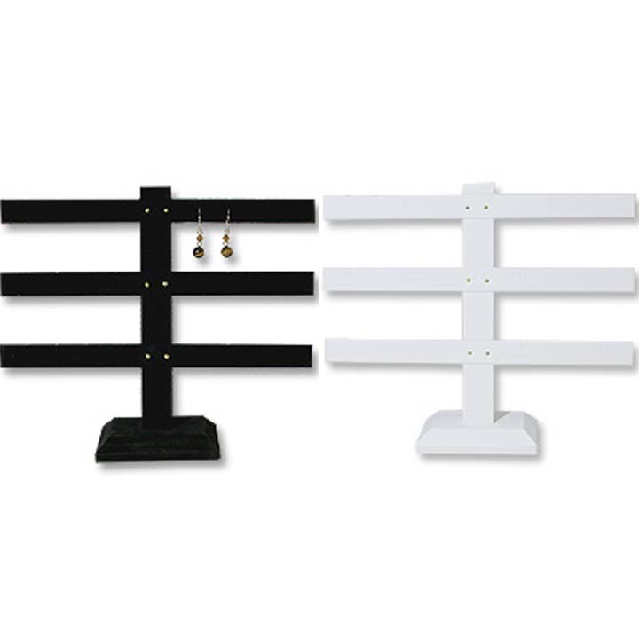 Zakka - Wholesale Jewelry Stand & Display - Earring T-Bar(12 pairs) Display Stand White/Black Holder