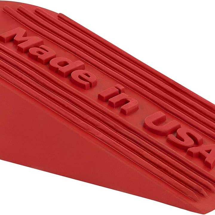 Marco Esra - Wholesale Door Stop - Large Rubber Door Stopper Made in USA - Door Stop Wedge for Carpet, Tile, or Concrete Floor, Door stoppers for Bottom of Door -Heavy Duty for Commercial & Home Use - 6.5 x 2.75 x 1.9 Inches - Red