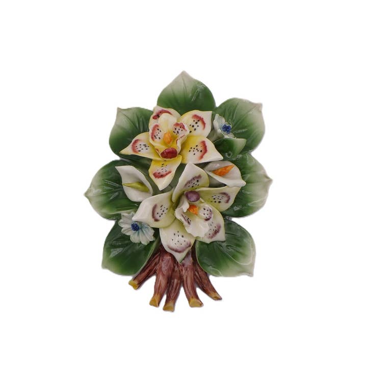 AF08/3 - Ramo de lirios y calas en porcelana Hecho en Italia para venta al por mayor de LUEM ART ceramiche e porcellane di Capodimonte Made In Italy