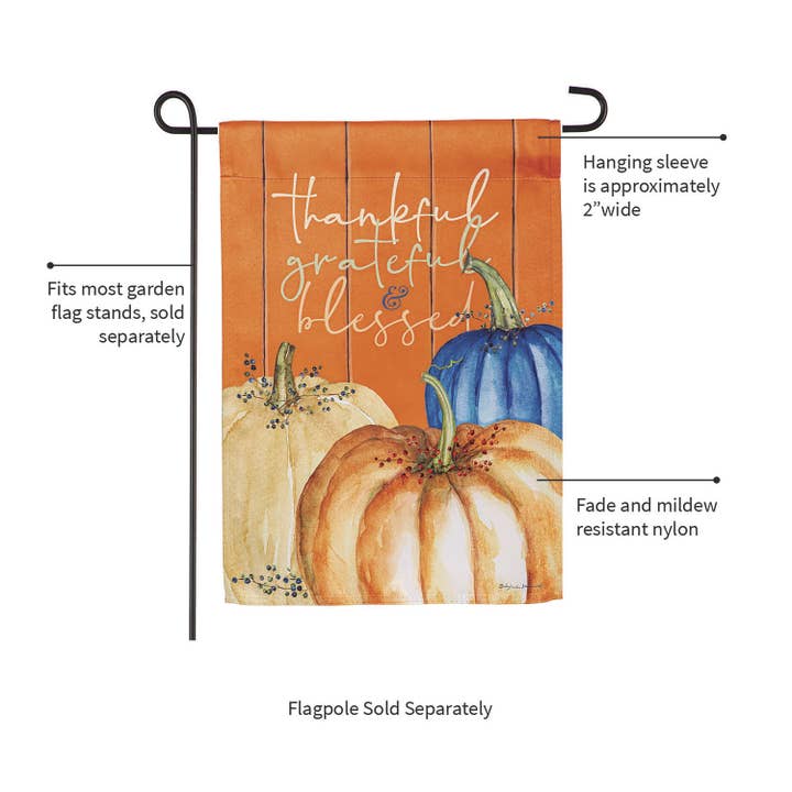 Evergreen Enterprises - Wholesale Flag - Thankful, Grateful, and Blessed Suede Garden Flags5