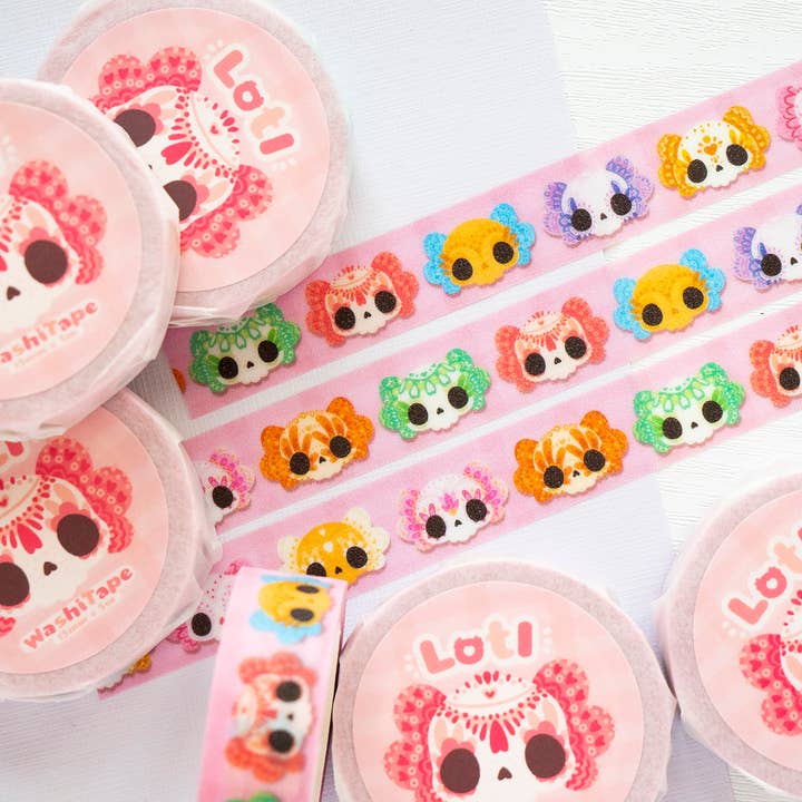 Flower SkeleLotl Axolotl Glitter Washi Tape for wholesale by Evy Benita