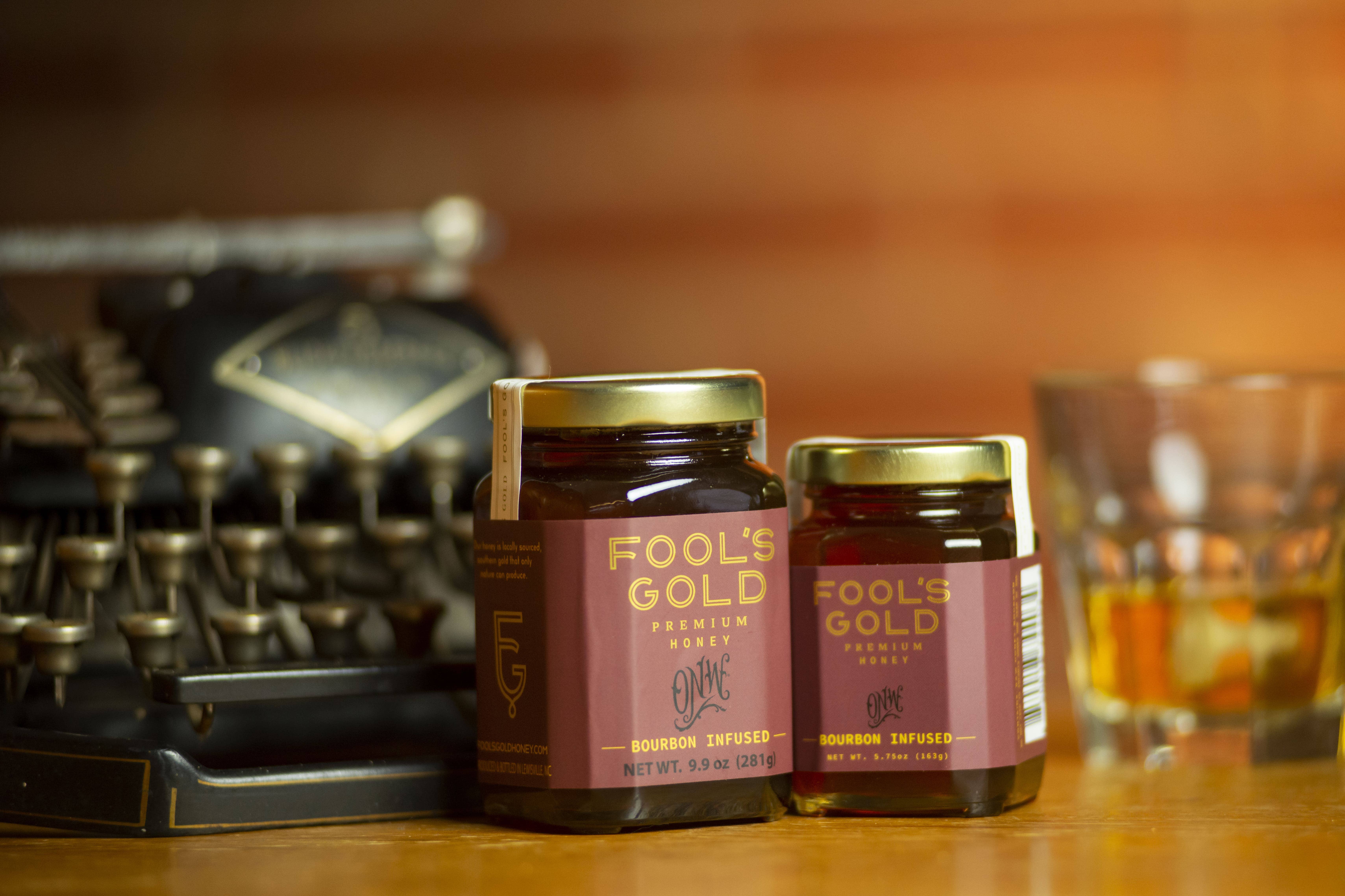 Fool's Gold Honey - Wholesale Honey - Bourbon Infused Raw Honey - 9.9oz1