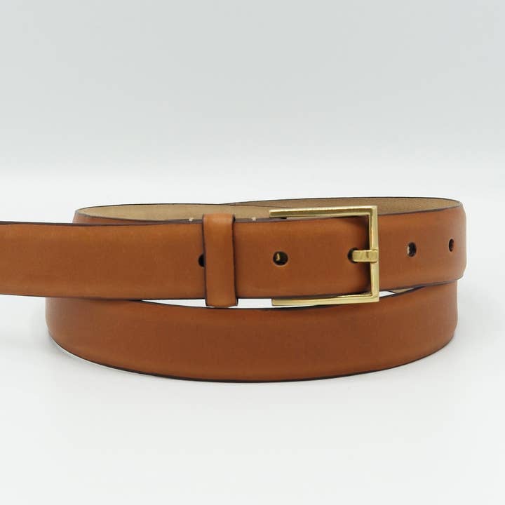 25mm Classic Beveled Edge Belt - Classic Tan w/Vintage Italian Buckle for wholesale by Sfalci