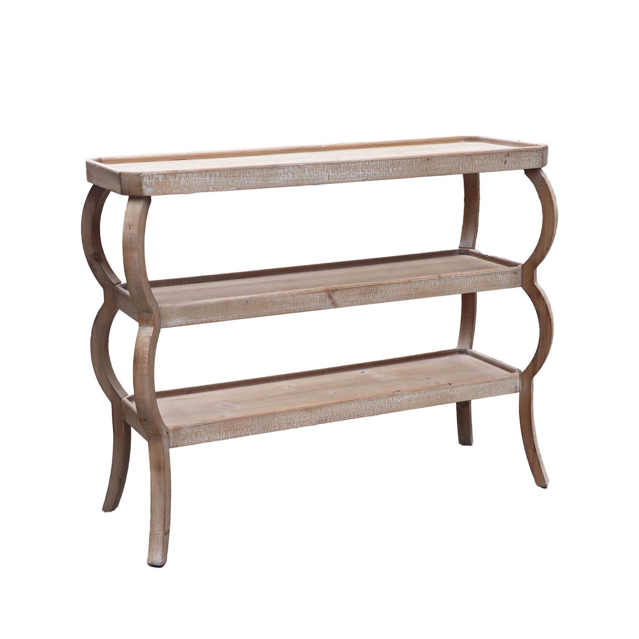 Paris Loft Inc - Wholesale Console Table - 3-Tier Wood Console Table with Wave Frame2