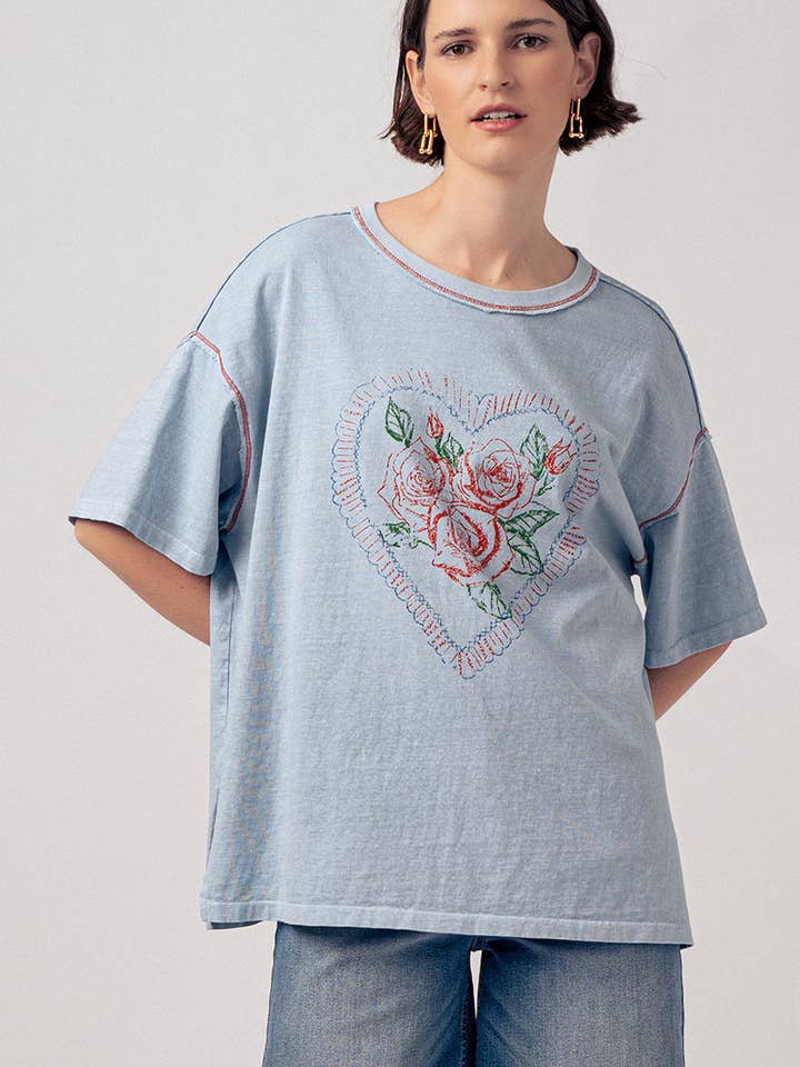 Fashion Week - Wholesale Screen Printed T-Shirt - Women's - Hearted Flower Bed Graphic Tee