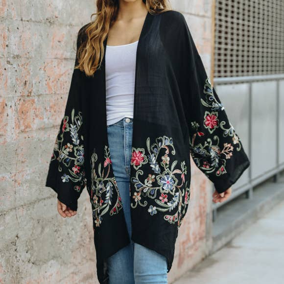 Leto Accessories - Wholesale Kimono - Women's - Chic Full-Length Flower Kimono - Versatile Layering Piece 🌼16