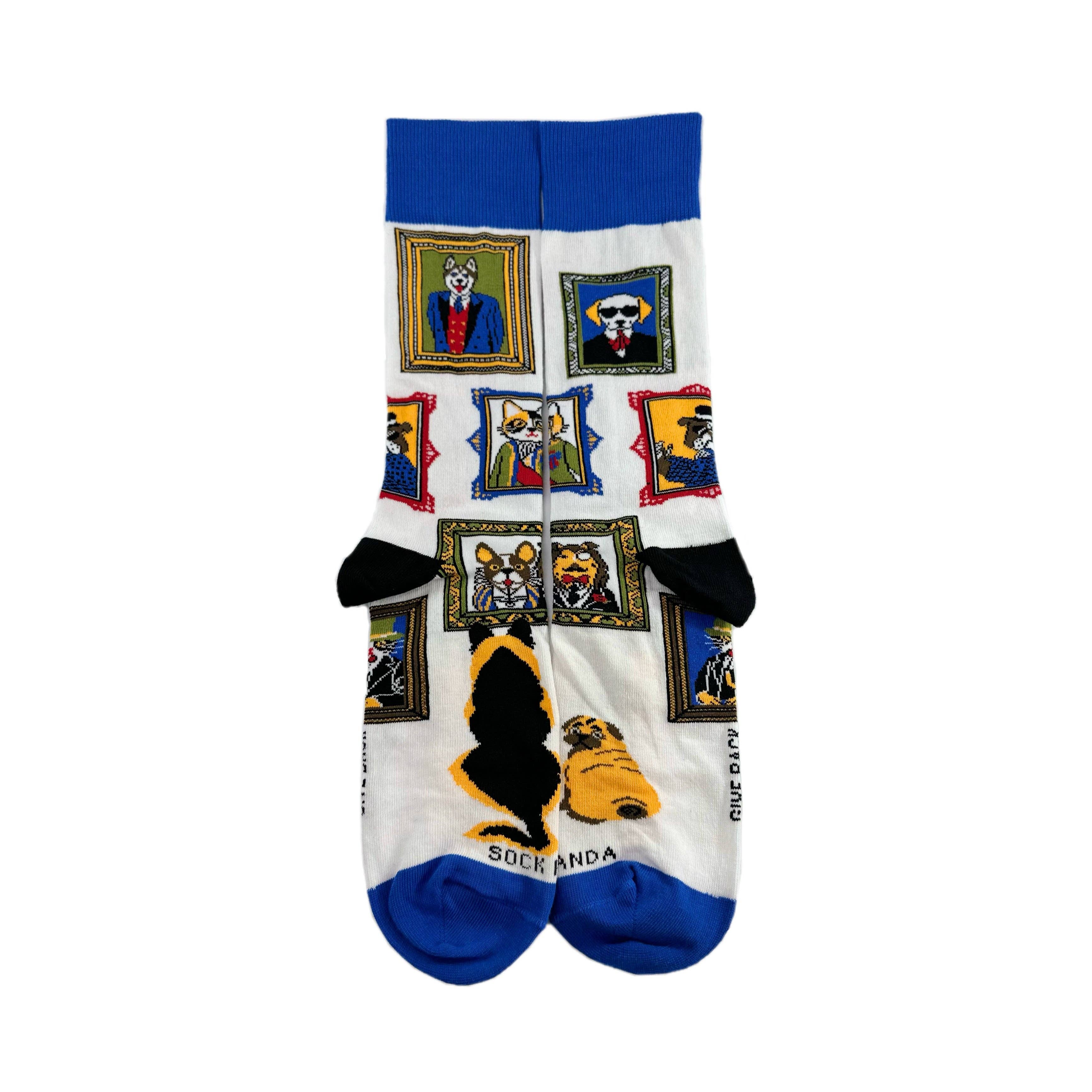 Sock Panda - Wholesale Socks - Unisex - Wall Art Museum Dogs and Cats Socks (Adult Large - Men's Shoe Sizes 8-12)3