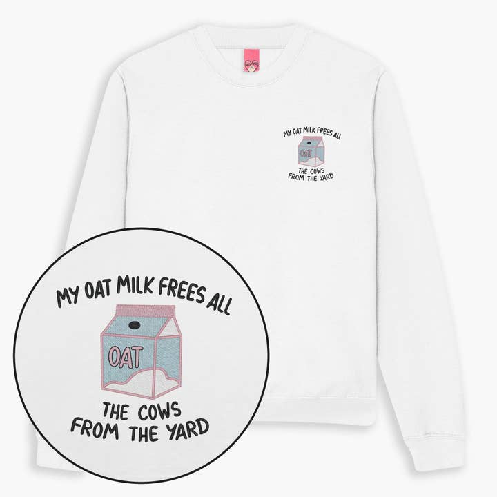 Min havremælk befrier alle køerne fra gården broderet sweatshirt (unisex) for engroshandel hos SassySpud