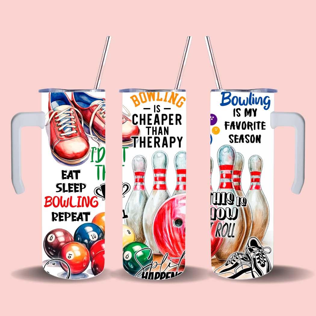 Honey Jar Creations - Vente Gourde/bouteille isotherme - Bowling, Manger, Dormir, Répéter Bowling 20oz Skinny Tumbler2