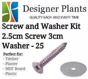 Designer Plants AU - Wholesale Wall Hook - Screw and Washer Kit (Timber and Plaster) - 25 Pack1