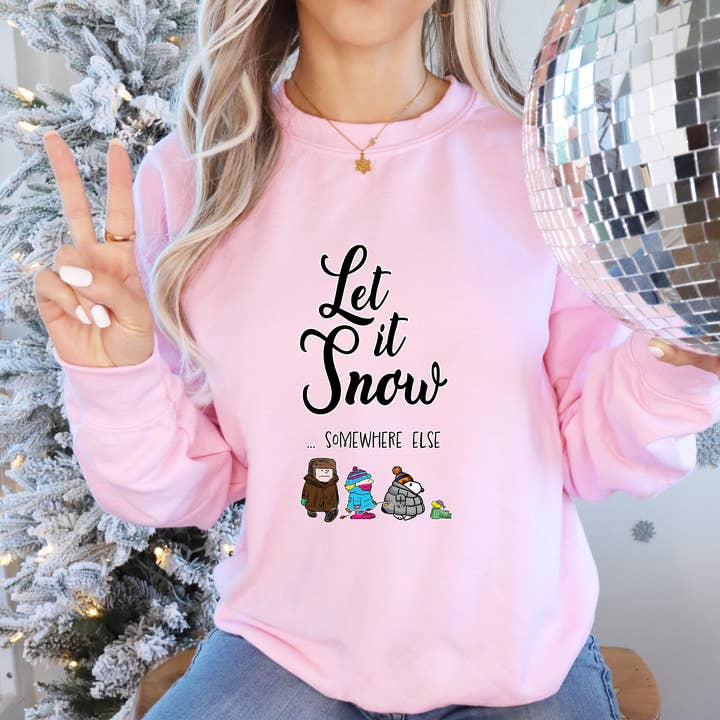 Sudadera navideña con cuello redondo - Let It Snow para venta al por mayor de Days with Gray