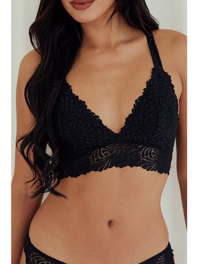 Best Underwear Line - Wholesale Bralette - Women's - Youmita Floral Lace Wire-free Comfort Bralette-YM-90025-BLT0