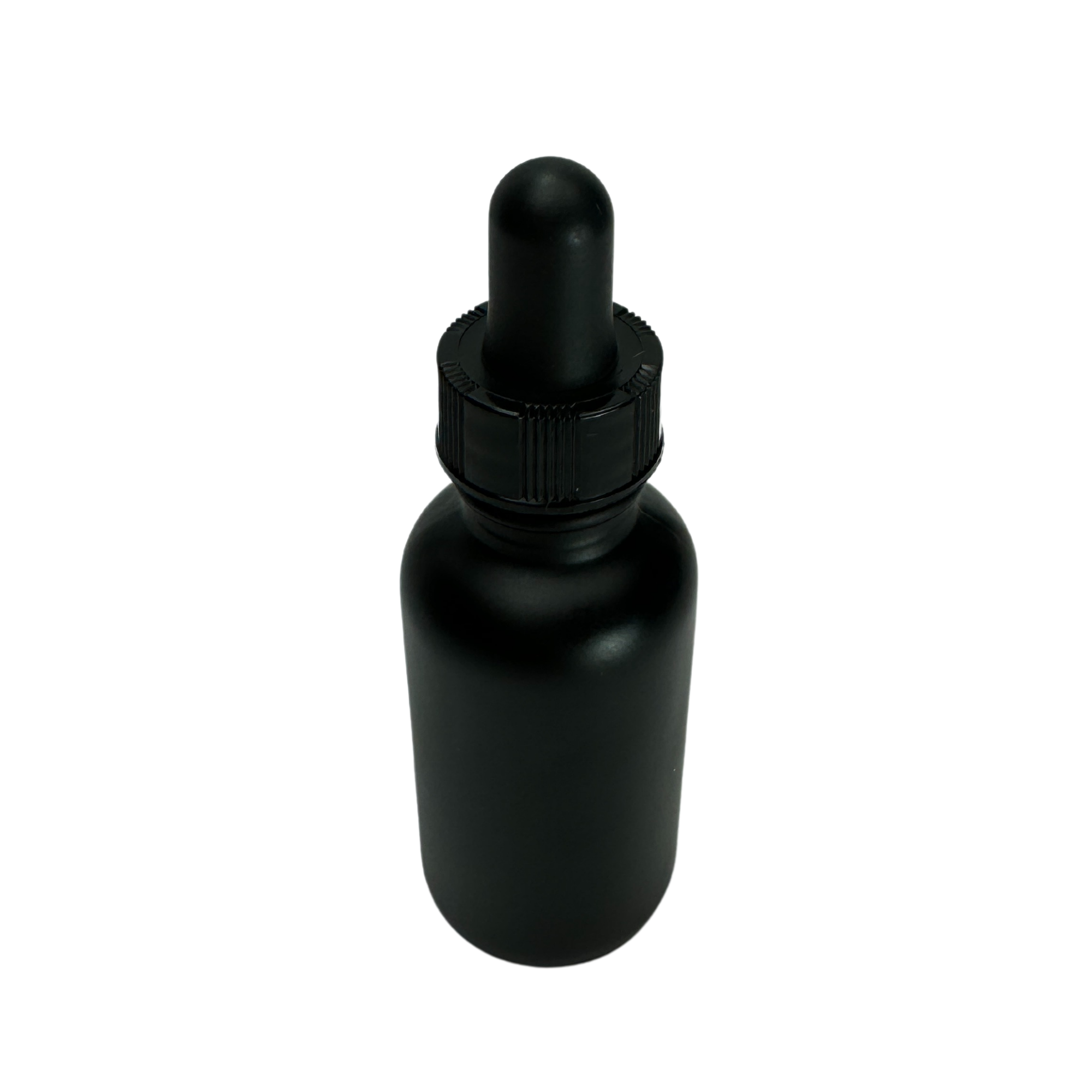 The Bottle Shoppe – wholesale Essential oil holder – 1oz Black Matte Glass Bottle with Black Glass Dropper1