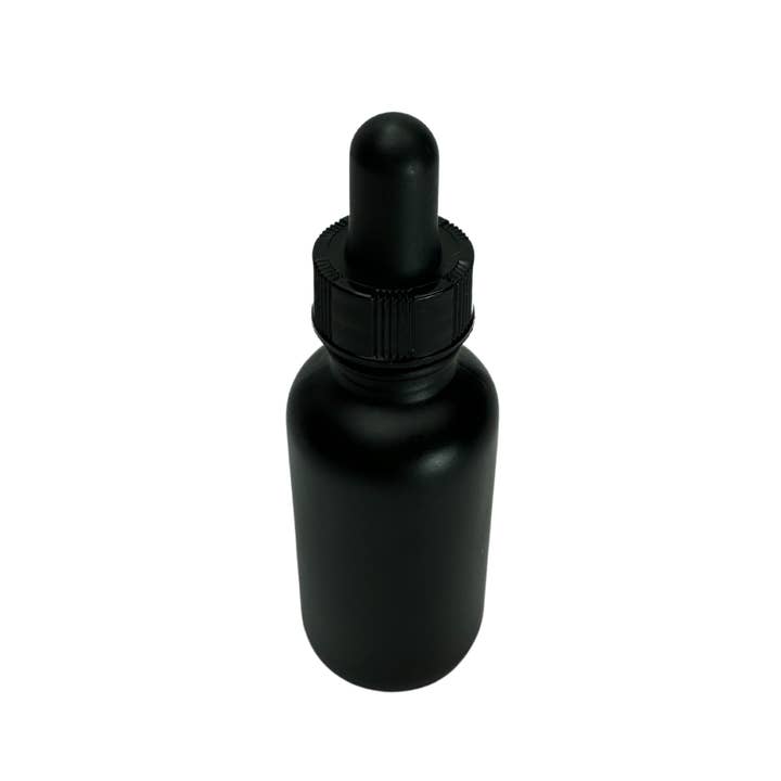The Bottle Shoppe - Wholesale Essential Oil Holder - 1oz Black Matte Glass Bottle with Black Glass Dropper1