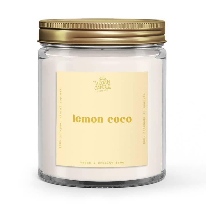 Citron Coco - 9oz. Bougie de soja végétalien pour la vente par Vegan Candle Co.