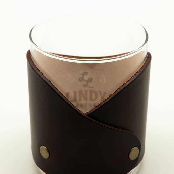 Lindy Leather - Wholesale Cocktail/Liquor Glass - Leather Rocks Glass - It's Bourbon Time4
