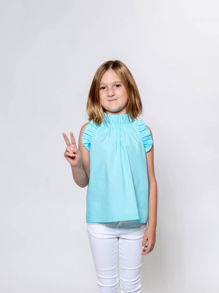 Island Paradise Chaney top met ruches, meisjes voor wholesale door Carvalho Couture